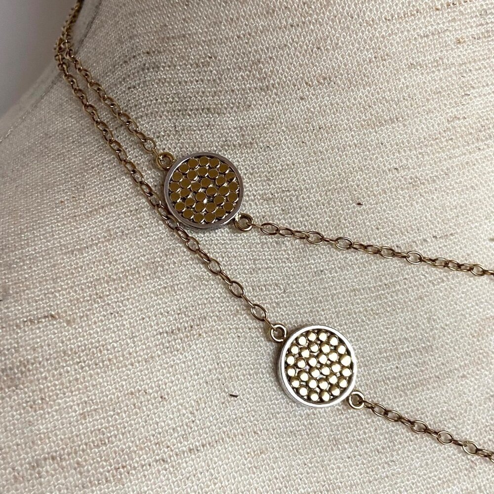 Anna Beck 18K Gold Plated Sterling Silver 925 Long Disc Station Necklace 36" - Picture 7 of 16